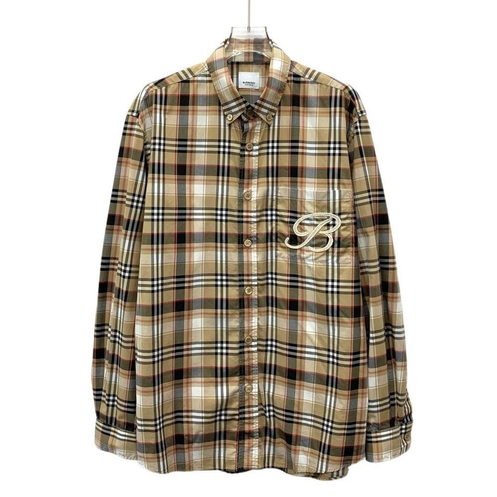 Burberry Two-Tone Classic Check Cotton Collared Single-Breasted Long-Sleeve Shir